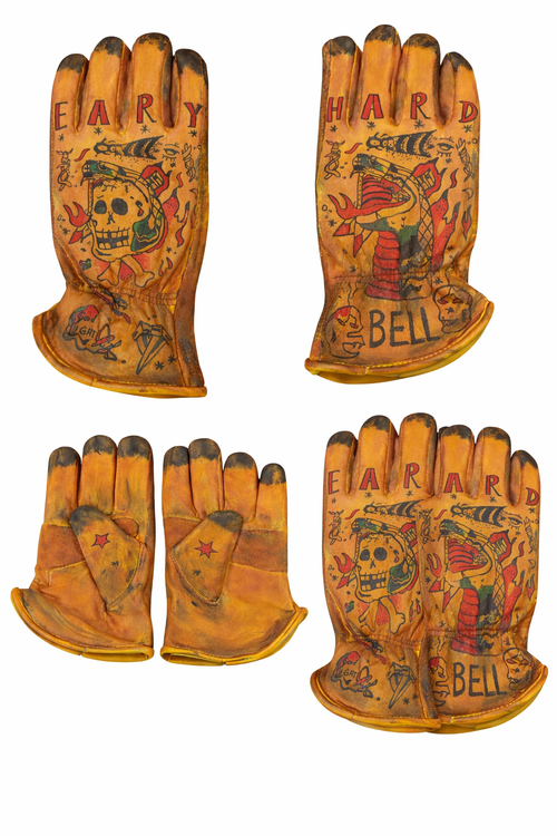 BIKER GLOVES LEATHER CUSTOMIZED TATTOO